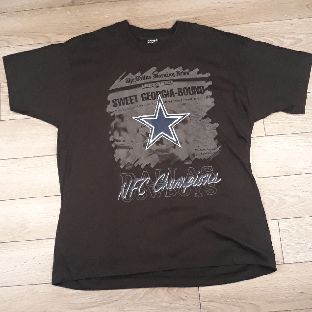DALLAS COWBOYS NFL Champions Single Stitch Black Mens T-Shirt XL VTG 90s
